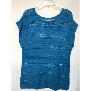 Unbranded Women's Stretchy Crochet Swim Cover-Up Blue Small/Medium